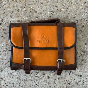 Vetelli men’s leather and canvas toiletry bag